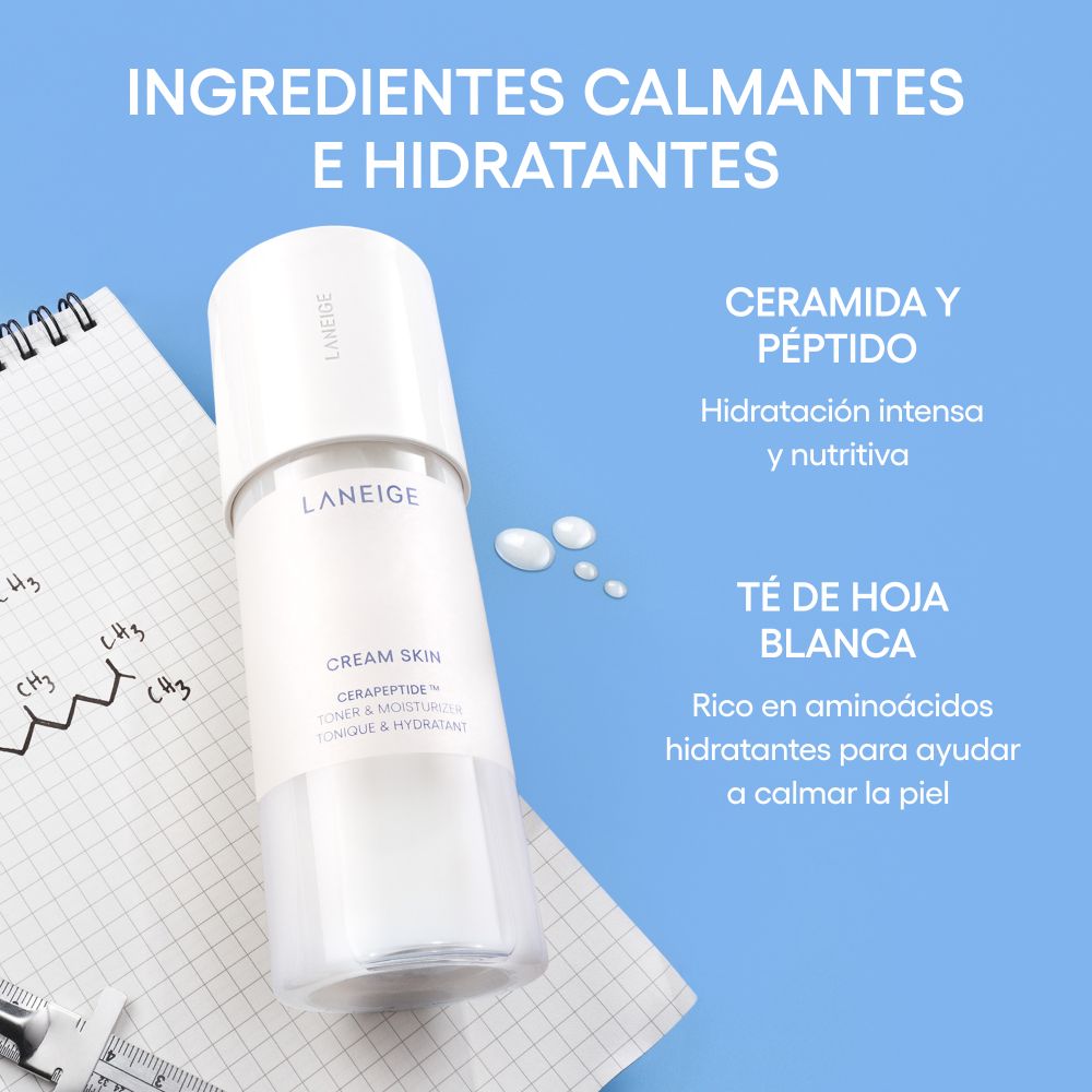 CREAM SKIN TONER & MOISTURIZER WITH CERAMIDES AND PEPTIDES (T&Oacute;NICO E HIDRATANTE PARA LA PIEL)